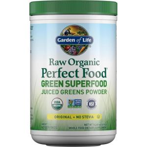 Garden of Life Raw Organic Perfect Food Green Superfood Juiced Greens Powder – Original Stevia-Free, 30 Servings, Non-GMO, Gluten Free Whole Food Dietary Supplement, Alkalize, Detoxify, Energize(Original)