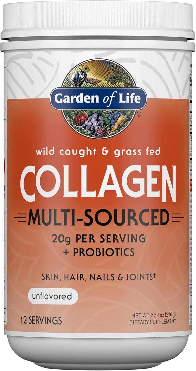 image:imageGarden of Life Collagen Bundle Grass Fed Peptides Unflavored 14 Servings Collagen Turmeric Apple Cinnamon 20 Servings MultiSourced Collagen Unflavored Powder 12 Scoops Hair Skin Nails Joints