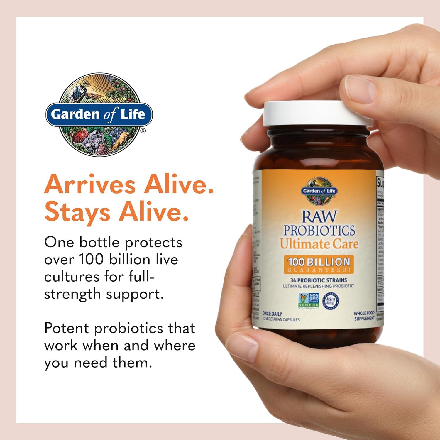 image:imageGarden of Life Raw Probiotics Ultimate Care 100 Billion CFU Dietary Supplement for Gut Health Support For Women amp Men 30 Vegetarian Capsules