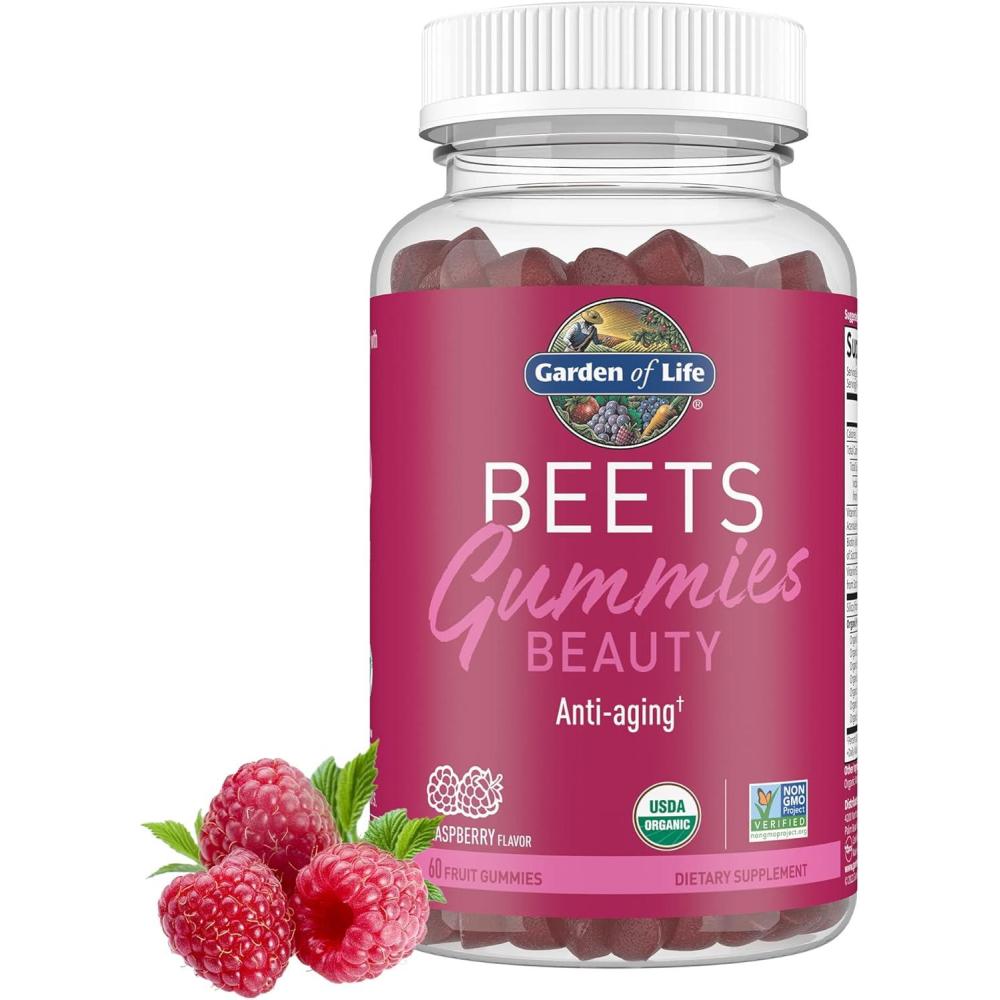 image:imageGarden of Life Organic Beet Root Gummies Made of Pectin with Antioxidants Vitamin C Biotin amp B12 for Hair Skin amp Nails  BEETS Beauty Gummies  Vegan Gluten Free Non GMO Raspberry 30 Servings