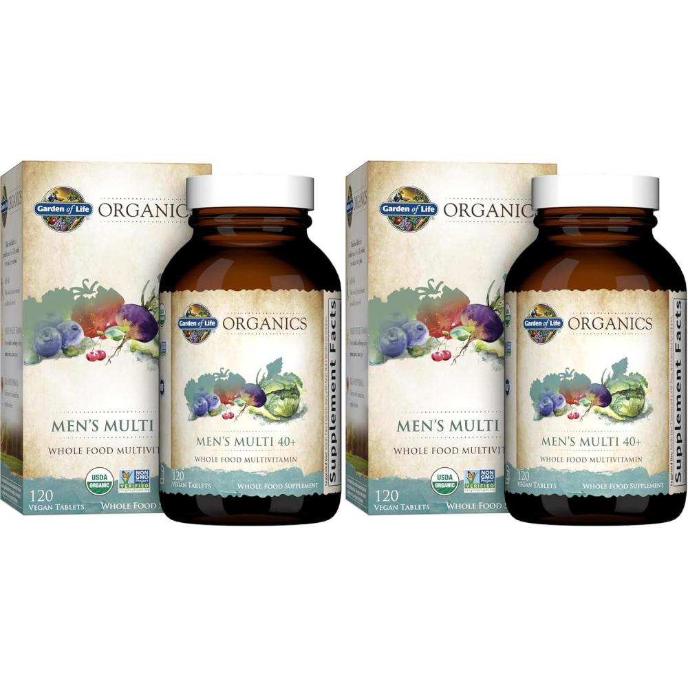 image:imageGarden of Life Organics Mens 40 Multivitamin with Prostate Support B12 amp Vitamins  Vegan Daily Whole Food Multivitamin NonGMO Certified Organic 60 Tablets120 Count Pack of 2