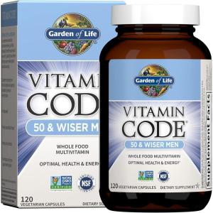 Garden of Life Multivitamin for Men – Vitamin Code 50 & Wiser Men’s Raw Whole Food Vitamin Supplement with Probiotics, Vegetarian, 120 Capsules(120 Count (Pack of 1))
