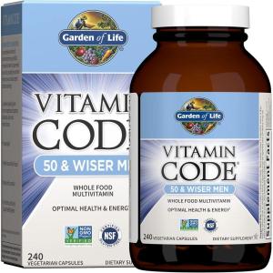Garden of Life Multivitamin for Men – Vitamin Code 50 & Wiser Men’s Raw Whole Food Vitamin Supplement with Probiotics, Vegetarian, 120 Capsules(240 Count (Pack of 1))