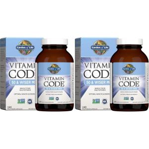 Garden of Life Multivitamin for Men – Vitamin Code 50 & Wiser Men’s Raw Whole Food Vitamin Supplement with Probiotics, Vegetarian, 120 Capsules(240 Count (Pack of 2))