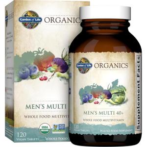 Garden of Life Organics Men’s 40+ Multivitamin with Prostate Support, B12 & Vitamins – Vegan Daily Whole Food Multivitamin, Non-GMO, Certified Organic, 60 Tablets(120 Count (Pack of 1))