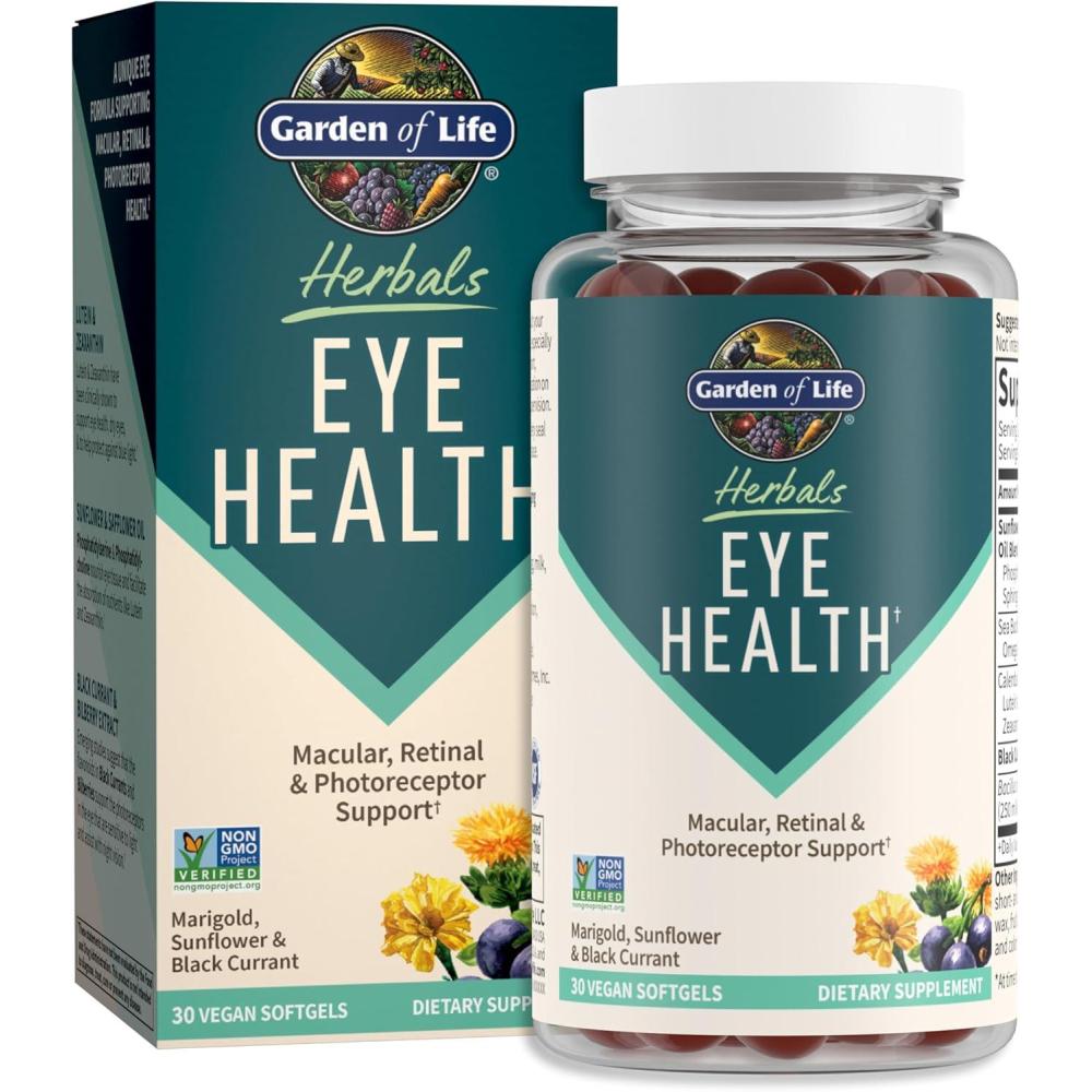 image:imageGarden of Life Herbals Eye Health Supplement with Sunflower amp Safflower Oil Lutein Zeaxanthin amp Black Currant for Dry Eyes amp Healthy Vision Support  NonGMO GlutenFree Berry Flavor 30 Servings